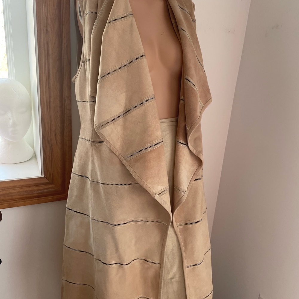 Gorgeous suede leather longline vest!!! Open front cardigan vest